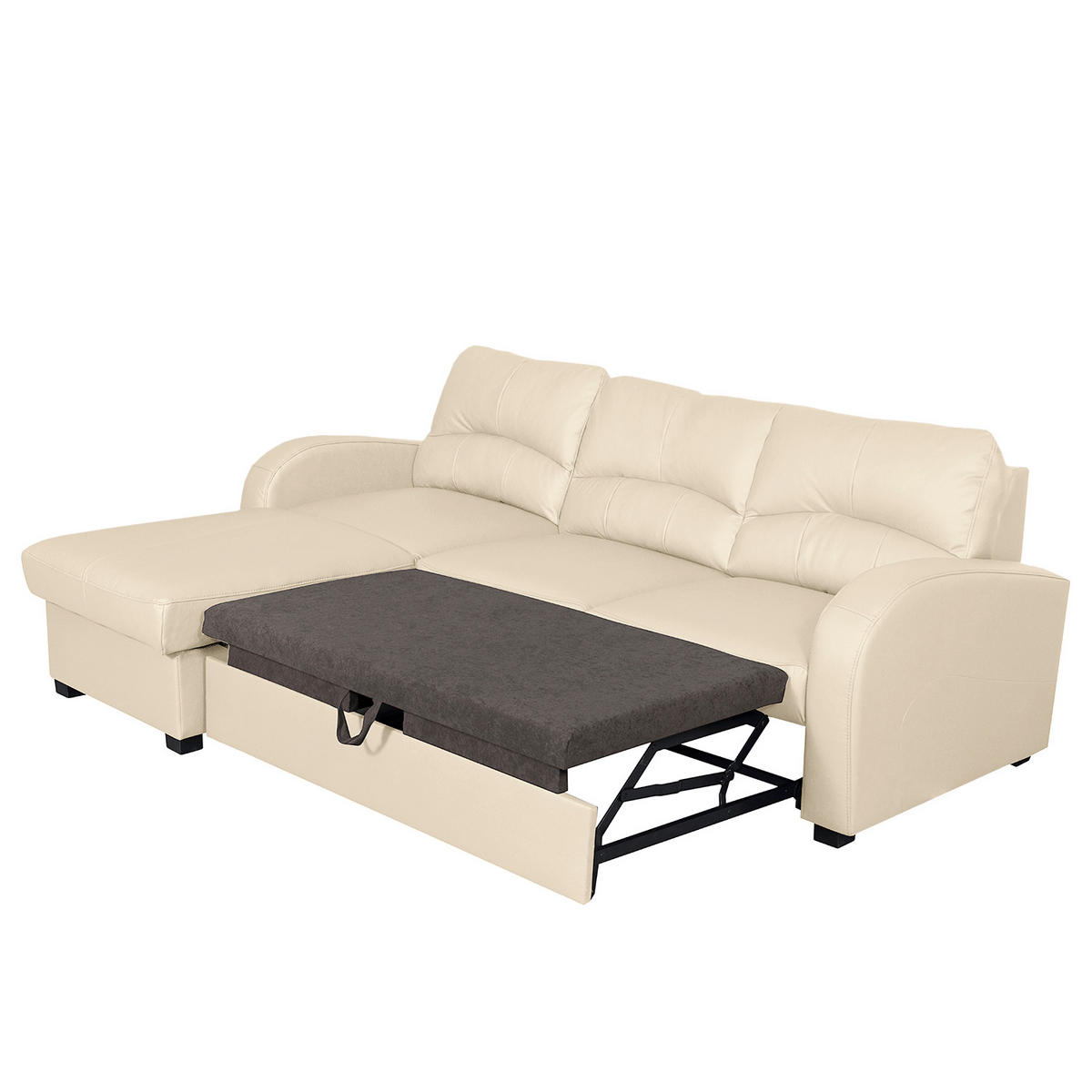 ECKSOFA 168/227 cm TILO in Lederlook Creme Bettkasten  168/227 cm  - Creme/Schwarz, Design, Kunststoff/Textil (168/227cm) - Livetastic