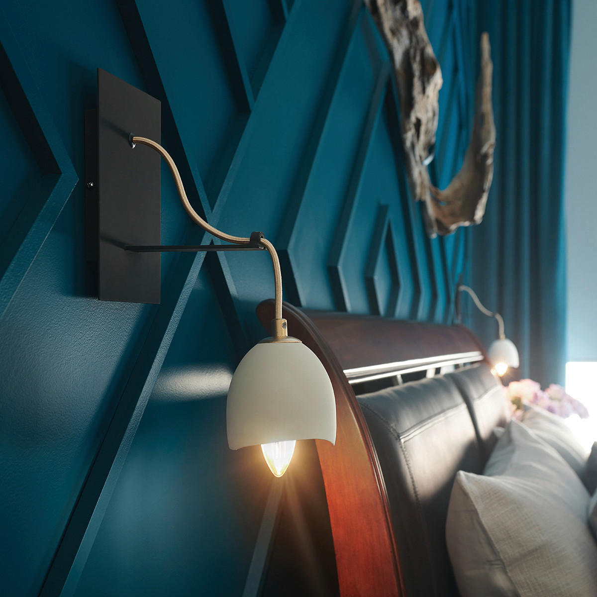 WANDLEUCHTE - Weiss/Goldfarben, Design, Metall (33/20,6/12,7cm) - Elstead Lighting