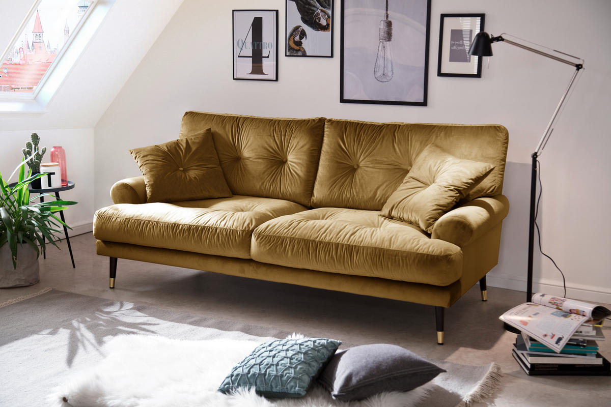 2-SITZER-SOFA TOKIO-2S SOFA in Samt Senfgelb  - Senfgelb, MODERN, Textil (180/89/100cm) - MID.YOU