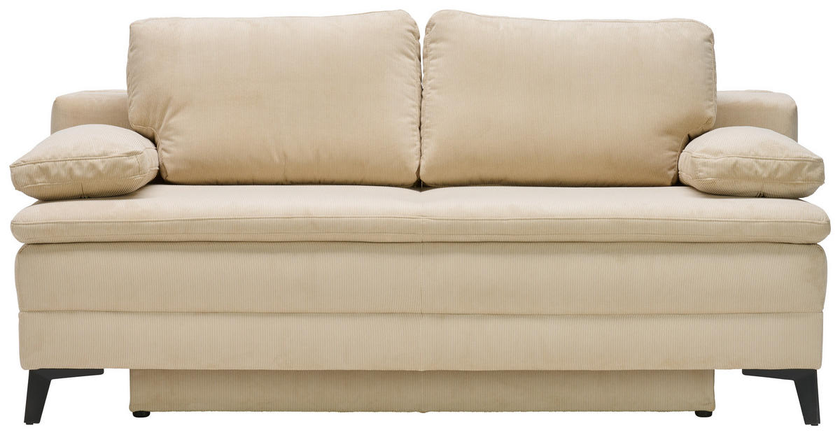 BOXSPRINGSOFA in Cord Beige  - Beige/Schwarz, Design, Textil/Metall (200/100/108cm) - Novel