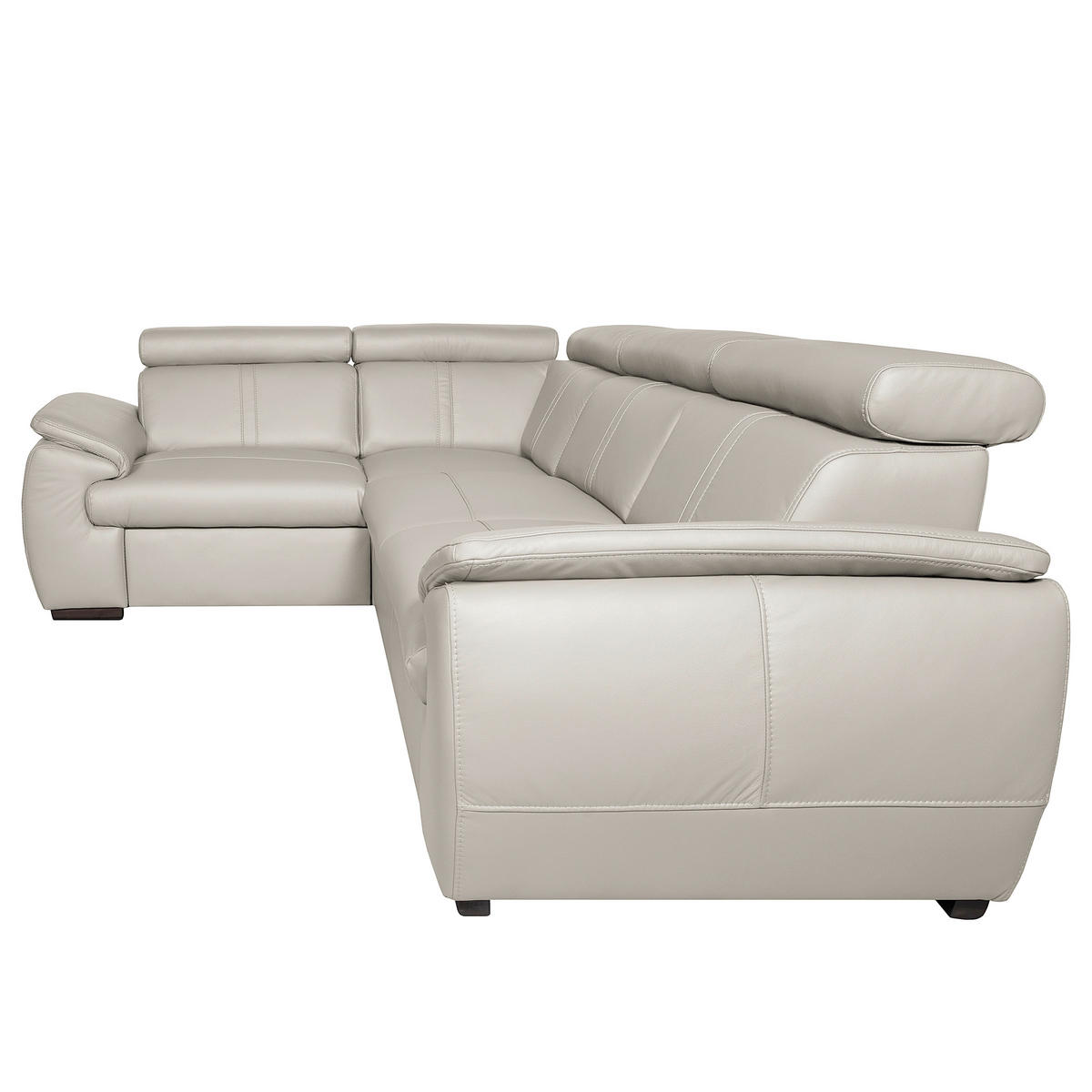 ECKSOFA  in Echtleder Platinfarben  193/265 cm  - Platinfarben/Wengefarben, Design, Leder/Holz (193/265cm) - Livetastic