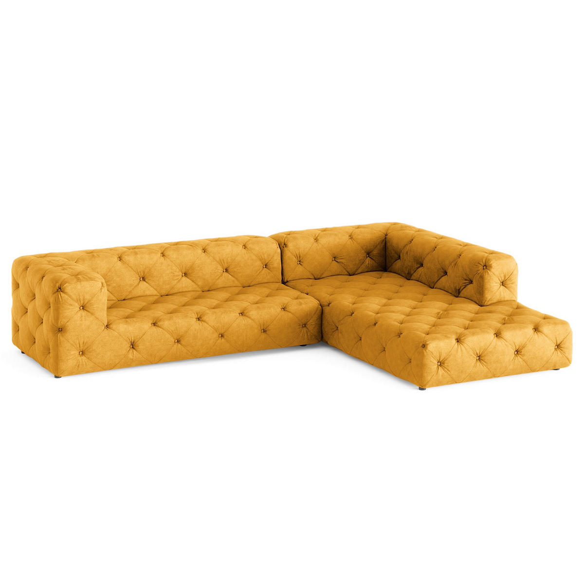 ECKSOFA Fresco in Mikrofaser Senfgelb  325/228 cm  - Senfgelb/Schwarz, Design, Kunststoff/Textil (325/228cm) - P & B