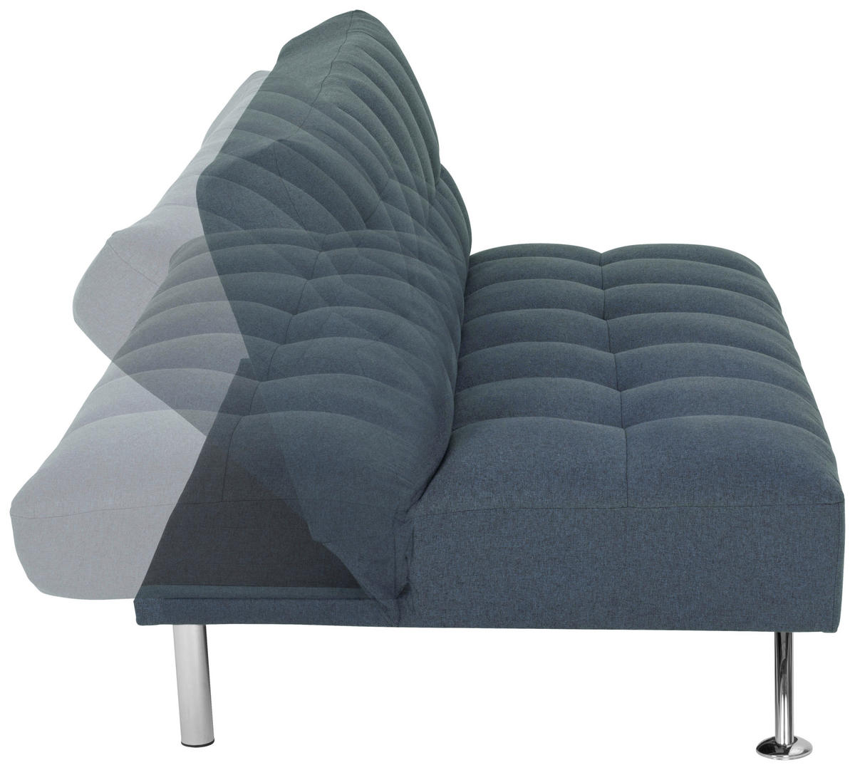 SCHLAFSOFA Leinenoptik Blau  - Blau/Silberfarben, Basics, Textil/Metall (195/90/98cm) - MID.YOU