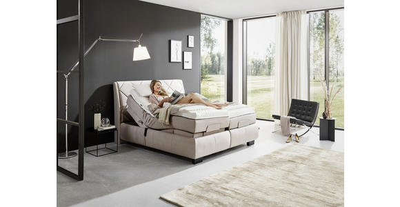 BOXSPRINGBETT 180/200 cm in Beige - Beige/Schwarz, KONVENTIONELL, Textil/Metall (180/200cm) - Dieter Knoll