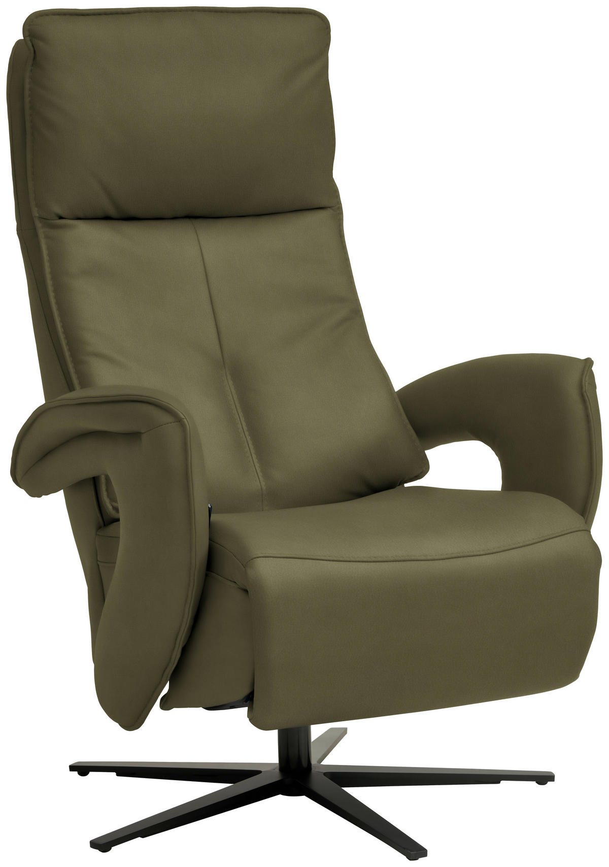 RELAXSESSEL in Leder Grün  - Schwarz/Grün, Design, Leder/Metall (77/119/87cm) - Valdera