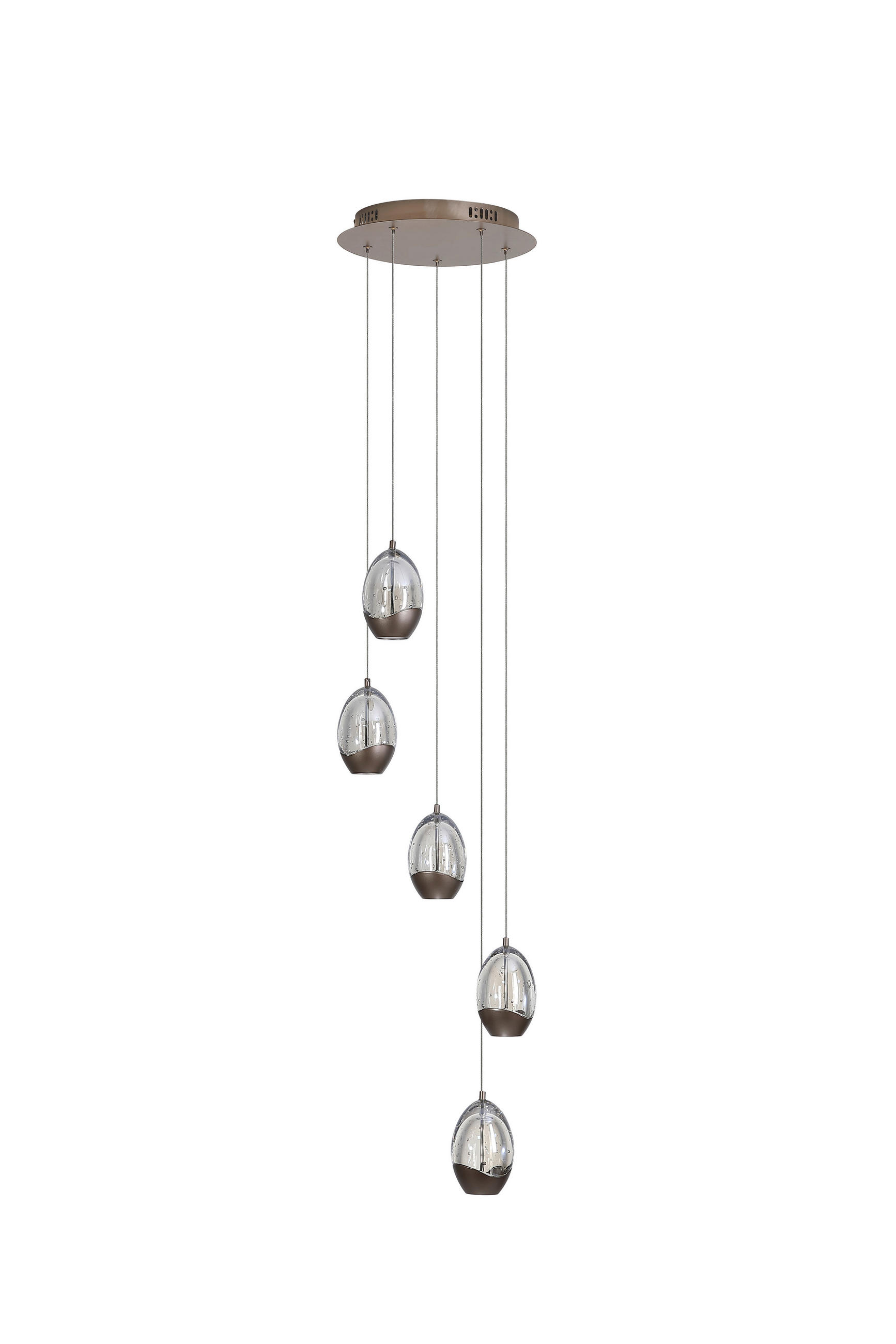 Searchlight Led-Hängeleuchte Charm Champagner, Beige, Transparent 150 cm