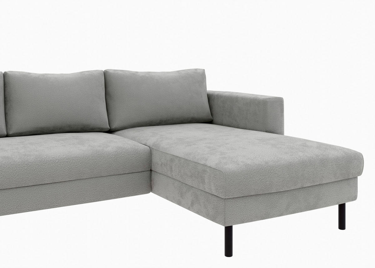 WOHNLANDSCHAFT Schlammfarben Struktur  - Schlammfarben/Schwarz, MODERN, Textil/Metall (161/306/161cm) - Trendmanufaktur