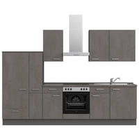 KÜCHENBLOCK 300 cm   in Schieferfarben  - Schieferfarben/Edelstahlfarben, MODERN, Holzwerkstoff/Metall (300cm) - Nobilia