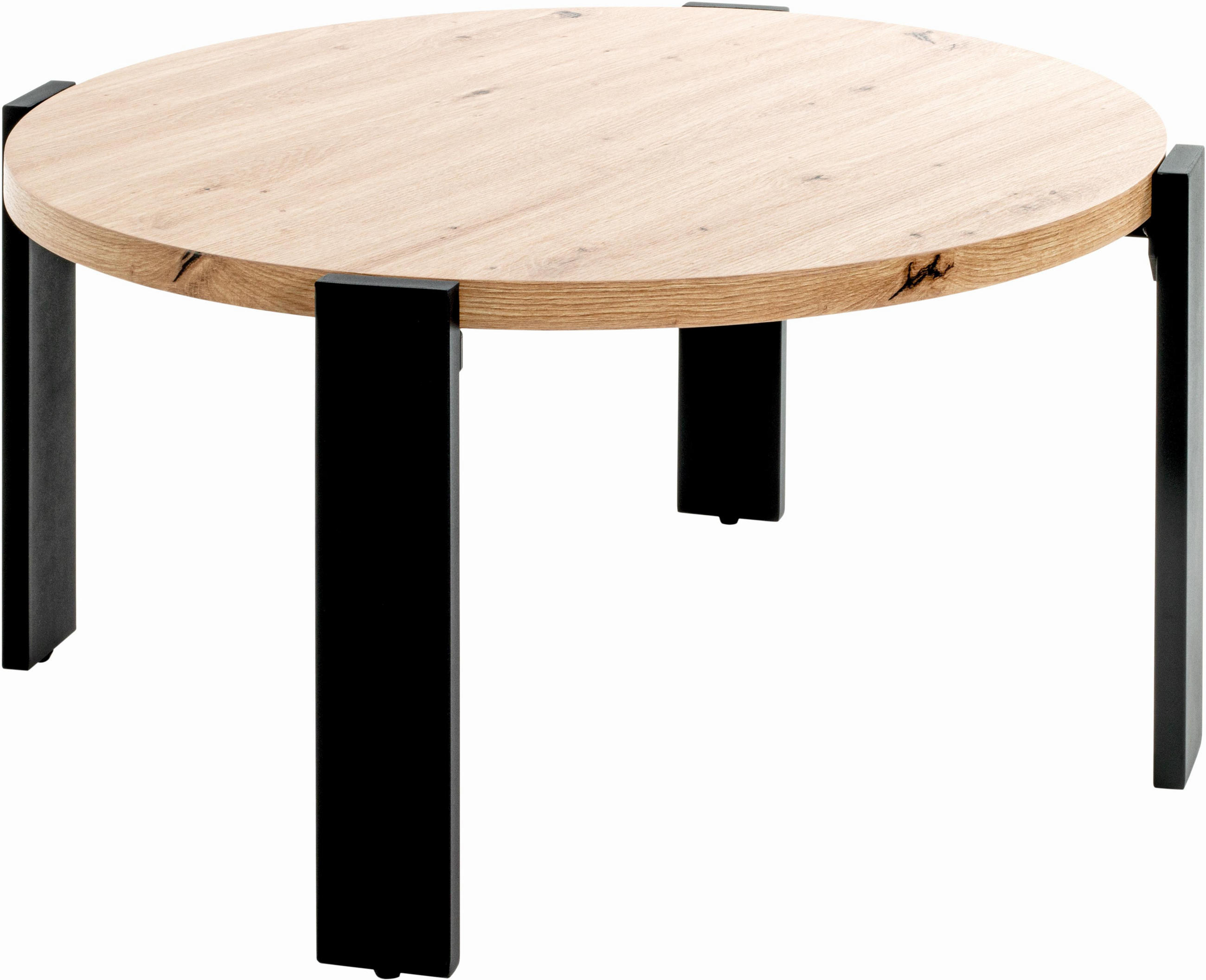 COUCHTISCH 75/75/42 cm rund Eichefarben  - Eichefarben/Schwarz, Trend, Holzwerkstoff/Metall (75/75/42cm)