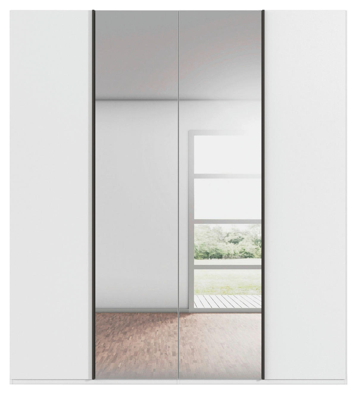 DREHTÜRENSCHRANK 201/223/61 cm,  in Weiß, 4-türig  - Graphitfarben/Weiß, Basics, Glas/Holzwerkstoff (201/223/61cm) - Novel