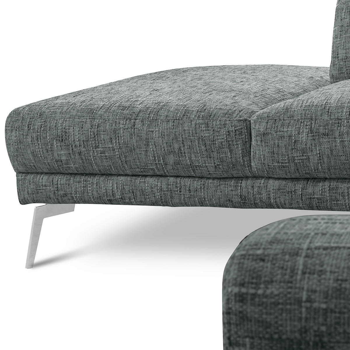 ECKSOFA  Webstoff Anthrazit  - Chromfarben/Anthrazit, Design, Textil/Metall (250/273cm) - Livetastic