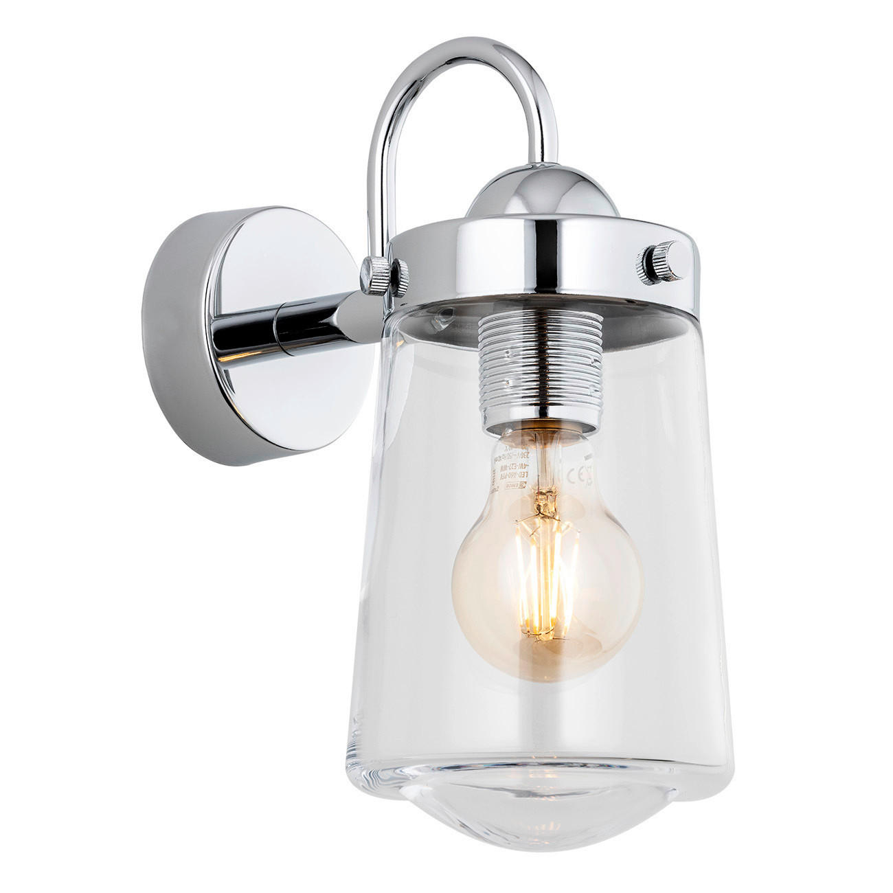 WANDLEUCHTE 26/20/12 cm   - Chromfarben/Transparent, KONVENTIONELL, Glas/Metall (26/20/12cm)