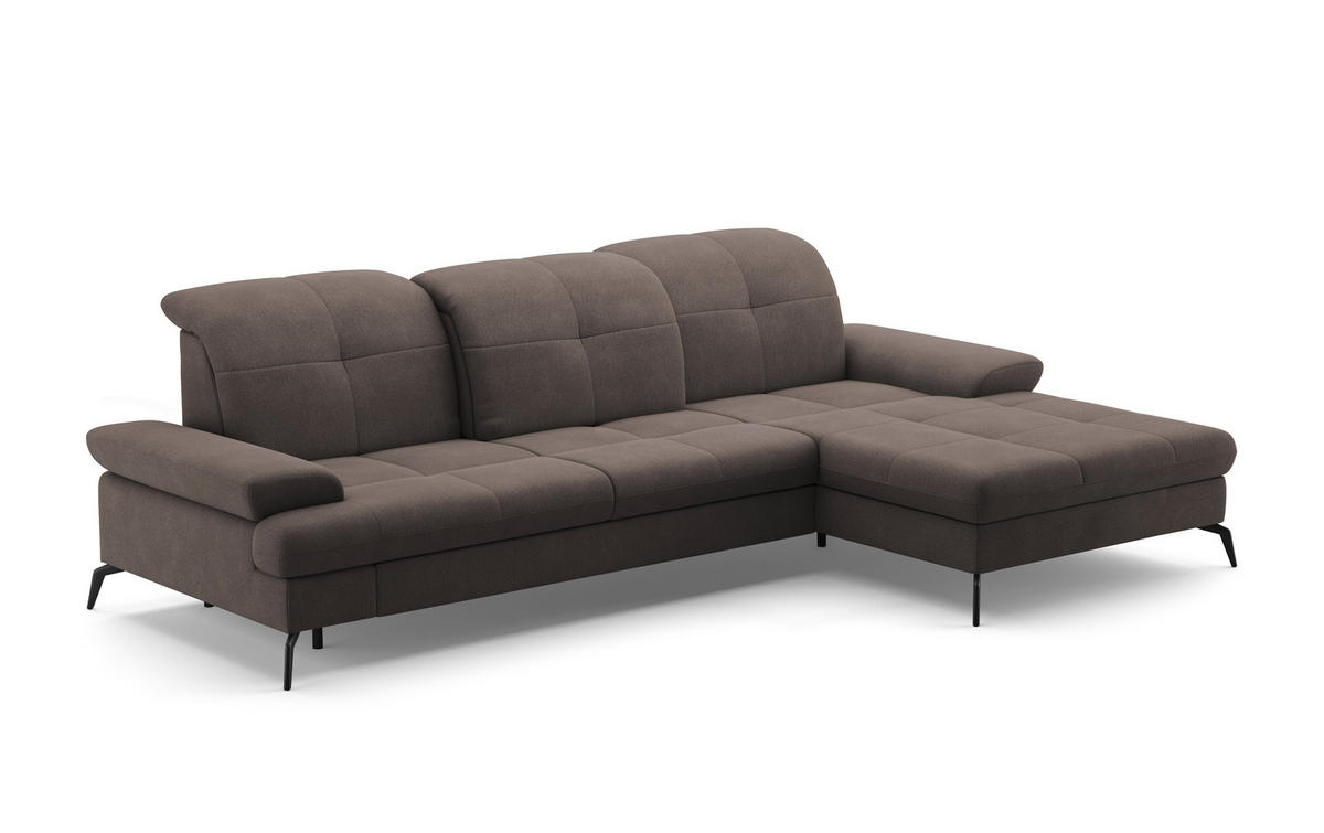 ECKSOFA in Flachgewebe Graphitfarben  - Schwarz/Graphitfarben, Konventionell, Textil/Metall (279/185cm) - Sit & More