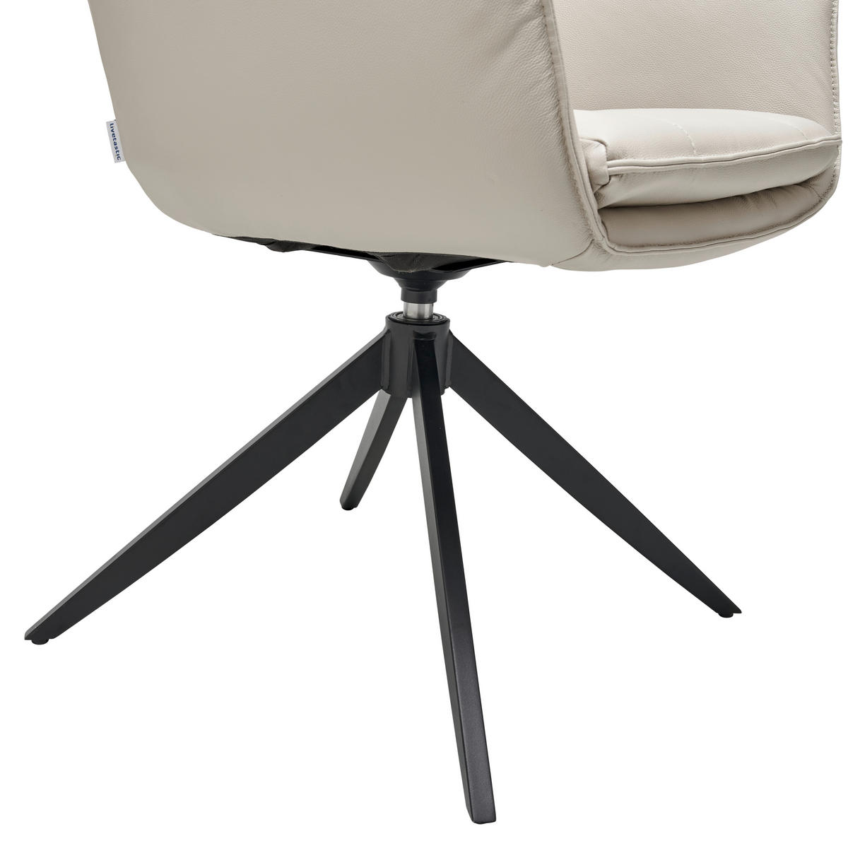 ARMLEHNSTUHL  in Stahl Echtleder pigmentiert  - Beige/Schwarz, Design, Leder/Metall (59/87/64.5cm) - Livetastic