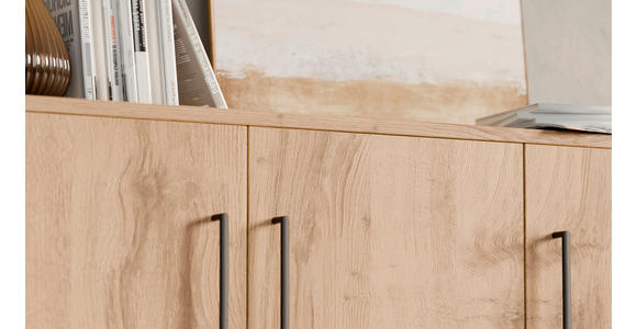 SCHUHSCHRANK 120/120/38 cm  - Eichefarben/Silberfarben, Basics, Holzwerkstoff/Kunststoff (120/120/38cm) - Moderano