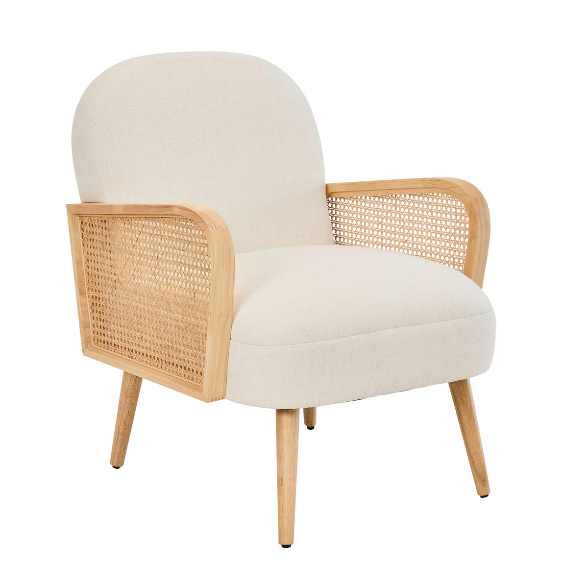 KŘESLO, textil, krémová - krémová/přírodní barvy, Trend, dřevo/textil (65/81/74cm) - MID.YOU