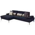 ECKSOFA in Chenille, Mikrofaser Anthrazit  - Anthrazit/Schwarz, Design, Textil/Metall (157/299cm) - Dieter Knoll