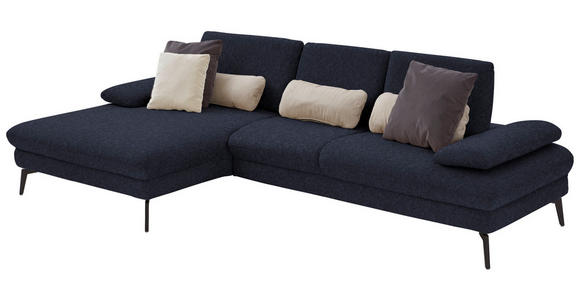 ECKSOFA in Chenille, Mikrofaser Anthrazit  - Anthrazit/Schwarz, Design, Textil/Metall (157/299cm) - Dieter Knoll