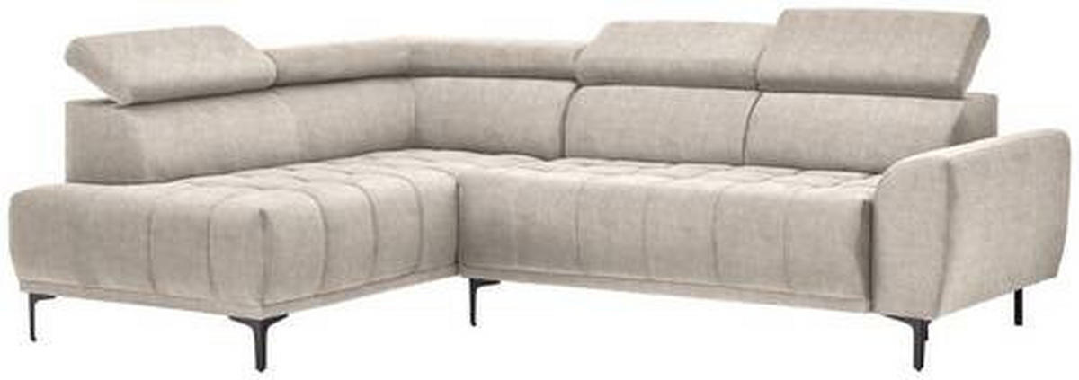 ECKSOFA Beige Velours  - Beige/Schwarz, Design, Textil/Metall (191/261cm) - Stylife