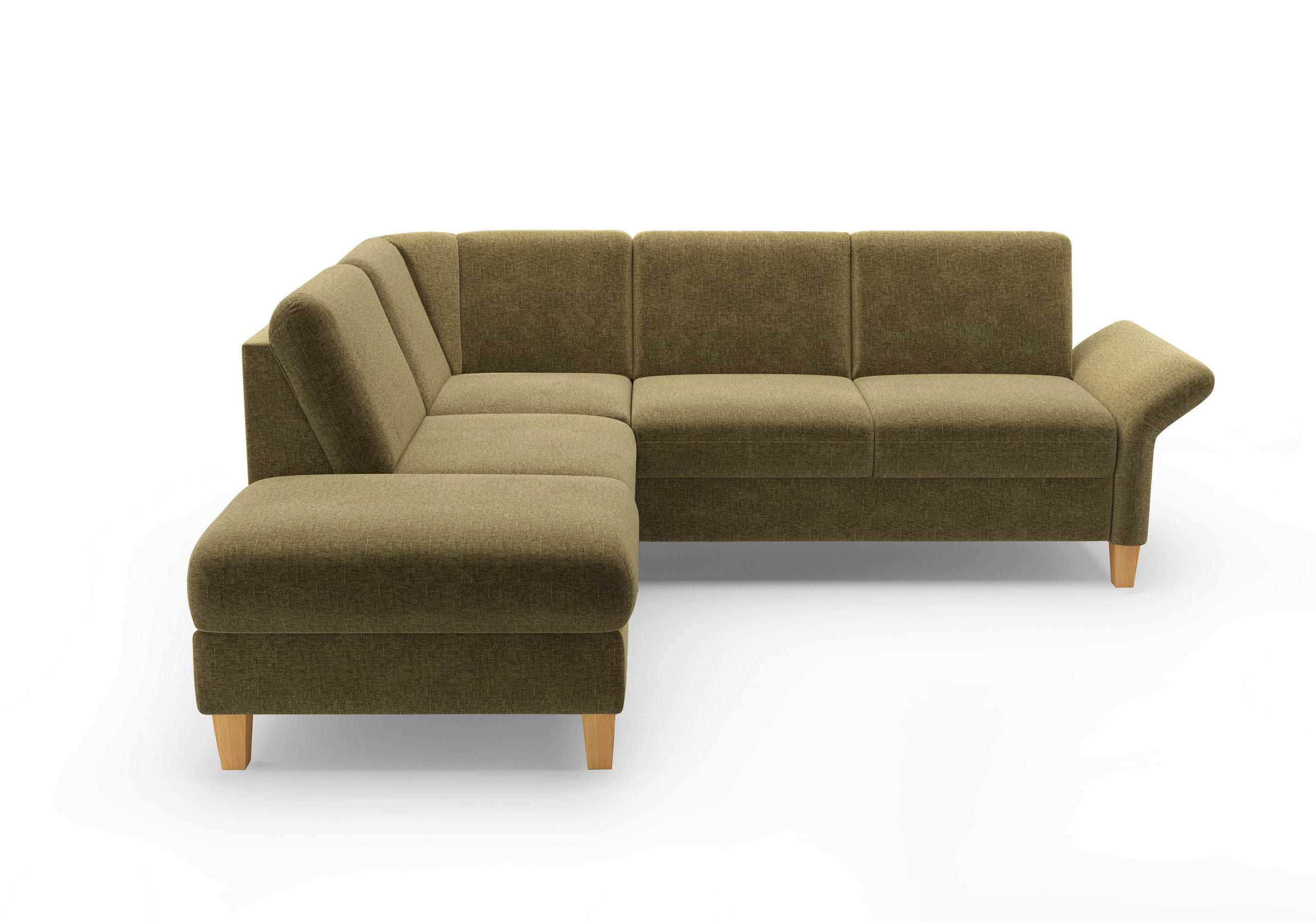 ECKSOFA ROCHELLE E Olivgrün Flachgewebe  - Eichefarben/Olivgrün, KONVENTIONELL, Holz/Textil (216/240cm) - Sit & More