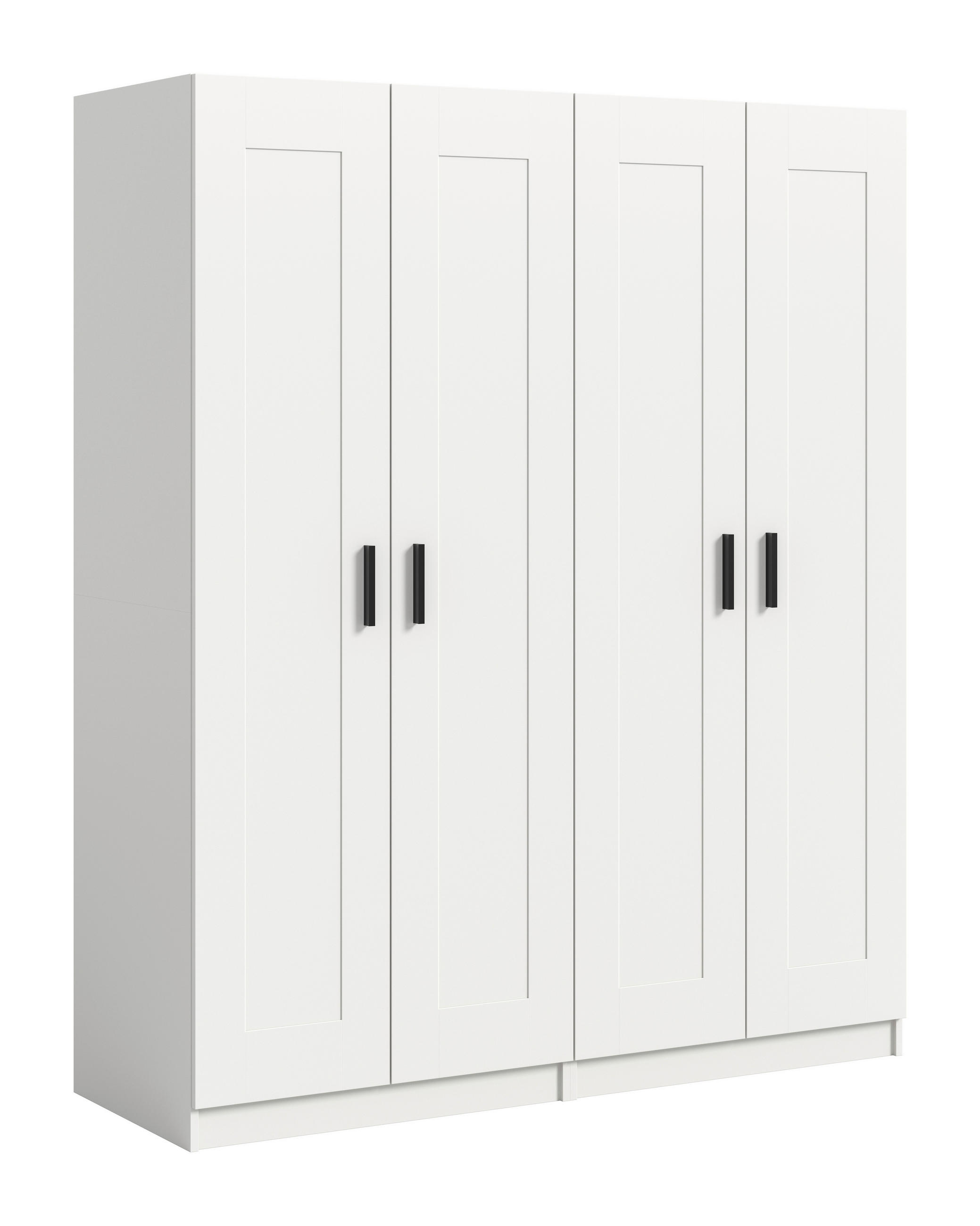 DREHTÜRENSCHRANK 160/194/56 cm,  in Weiß, 4 Tür(en)-türig  - Schwarz/Weiß, ROMANTIK / LANDHAUS, Holzwerkstoff/Kunststoff (160/194/56cm) - Livetastic