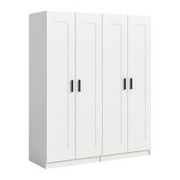 DREHTÜRENSCHRANK 160/194/56 cm,  in Weiß, 4 Tür(en)-türig  - Schwarz/Weiß, ROMANTIK / LANDHAUS, Holzwerkstoff/Kunststoff (160/194/56cm) - Livetastic