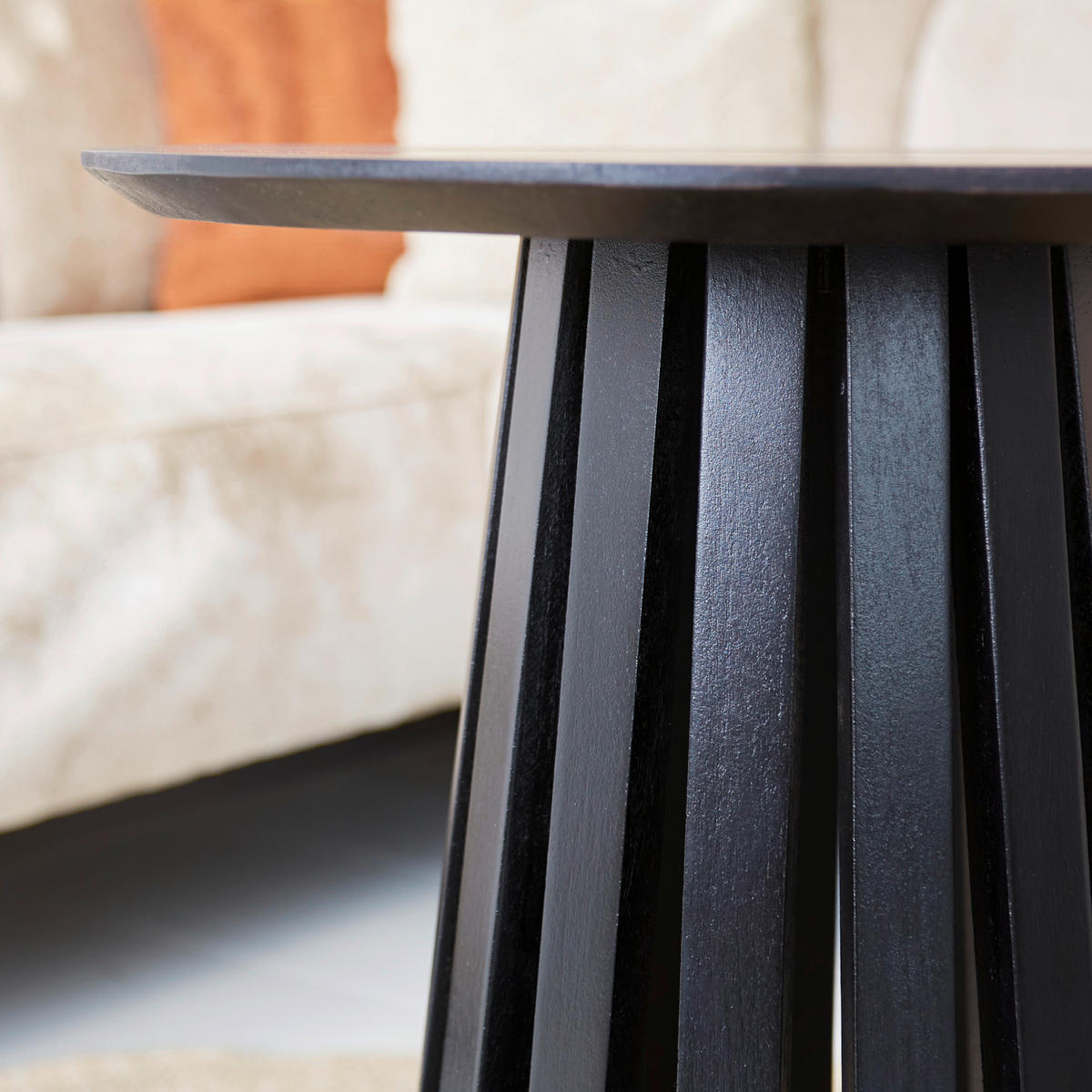 COUCHTISCH Mangoholz massiv 40/40/58 cm rund Schwarz, Braun  - Schwarz/Braun, MODERN, Holz/Metall (40/40/58cm) - MID.YOU