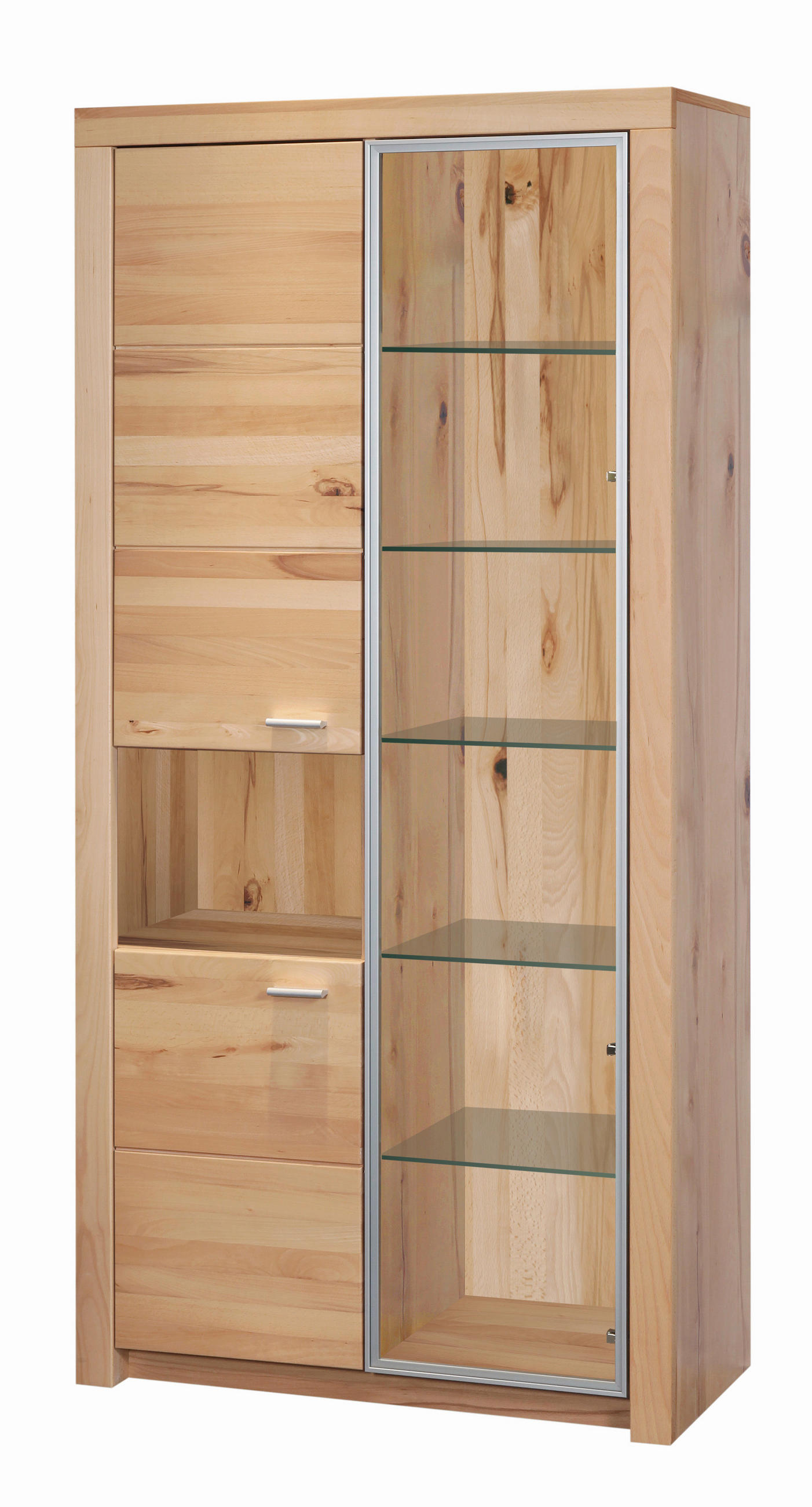 VITRINA, masivno bukev barve bukve - barve bukve, Konvencionalno, les (90/196/38cm) - Valnatura