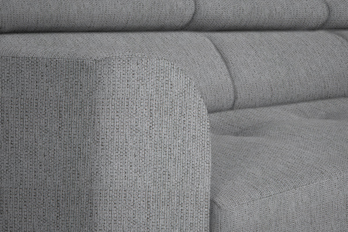 ECKSOFA in Webstoff Silberfarben  - Silberfarben/Schwarz, Design, Textil/Metall (280/205cm) - MID.YOU