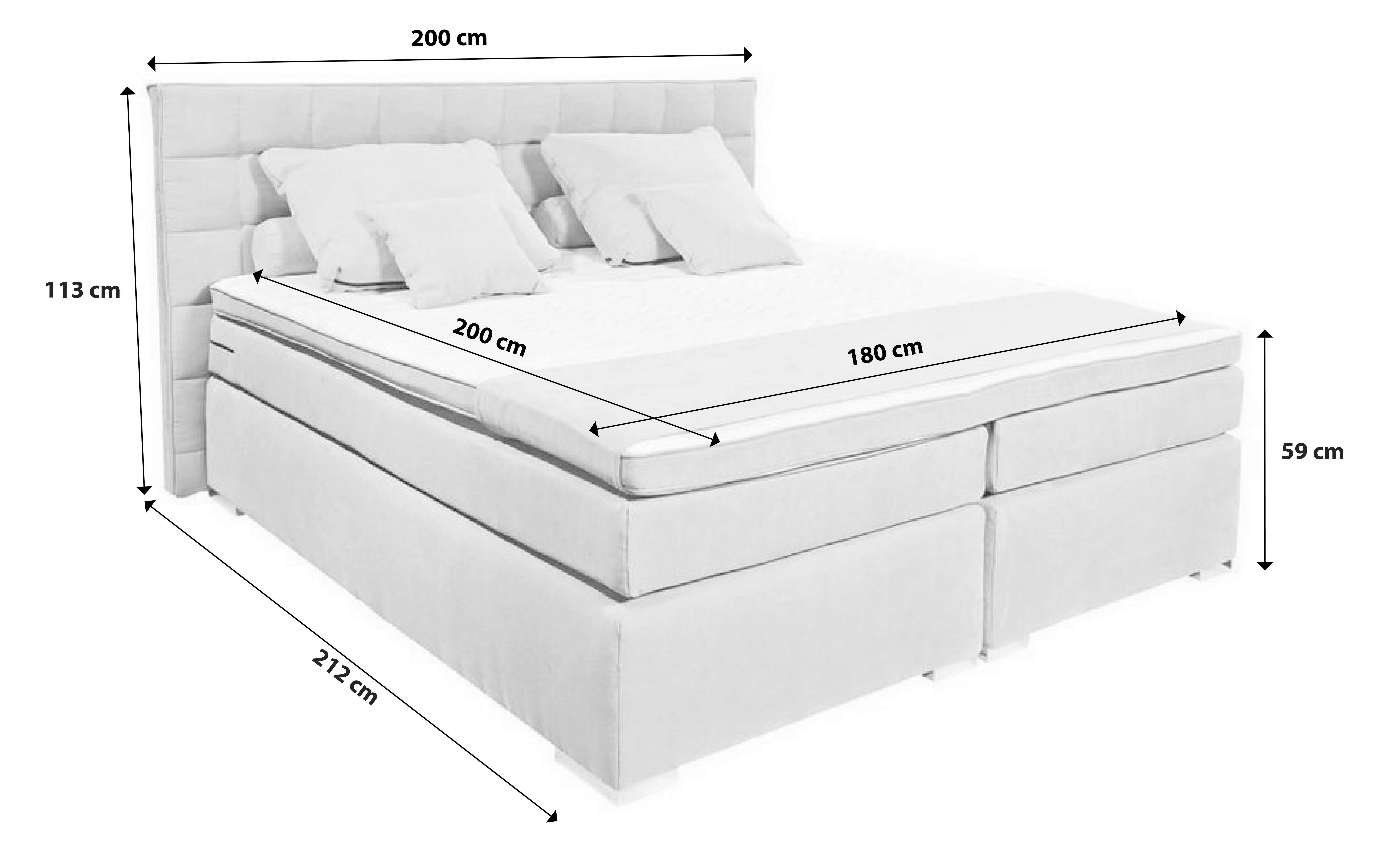 BOXSPRING-ÁGY 180/200 cm  szürke  - ezüst/fekete, Modern, faalapú anyag/textil (180/200cm) - Hom`in