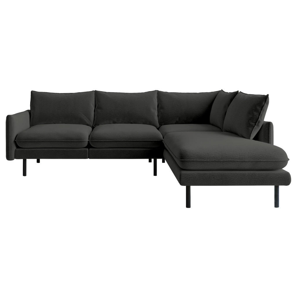 Thumbnail - Livetastic Ecksofa Samos, Dunkelgrau, Textil, 4-Sitzer, Füllung: Daunen, Silikon, Ottomane rechts, L-Form, 267x204 cm, M...