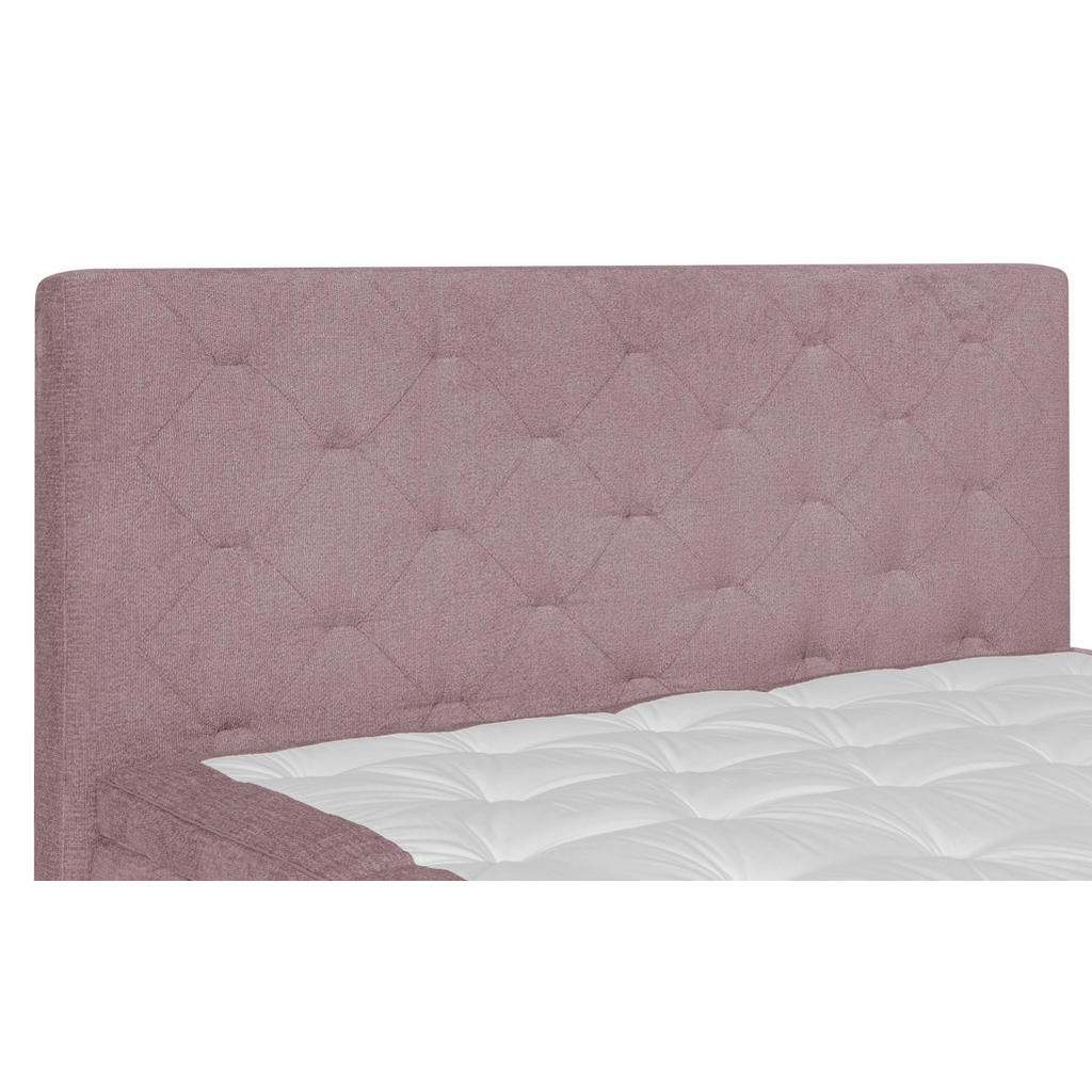 Thumbnail - Welnova Boxspringbett, Rosa, Textil, Eiche, H3, 7-Zonen, Höhe ca. 19 cm, 120x200 cm, Matratze, gepolstertes Kopfteil, To...