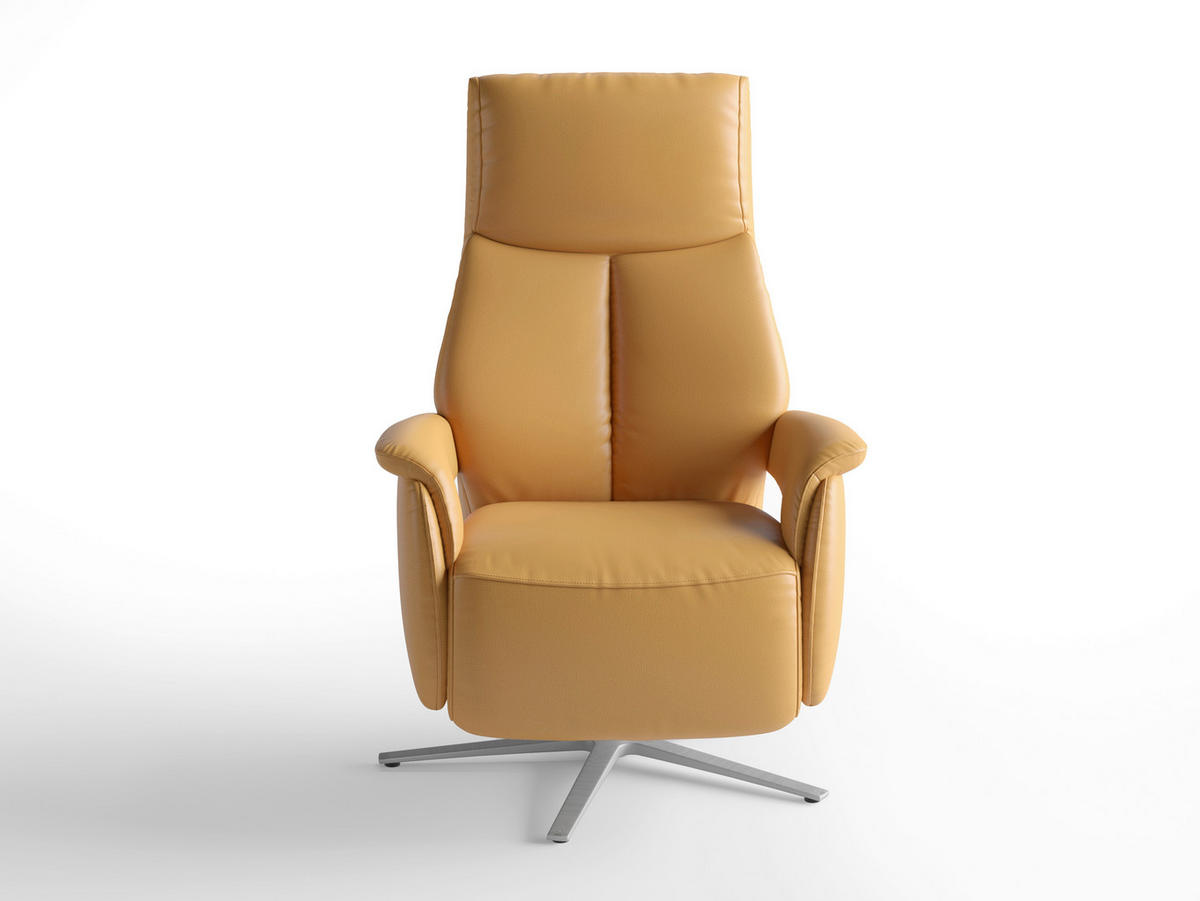 RELAXAČNÍ KŘESLO, kůže, curry žlutá - barvy stříbra/curry žlutá, Basics, kov/kůže (75/110/85cm) - Sit & More