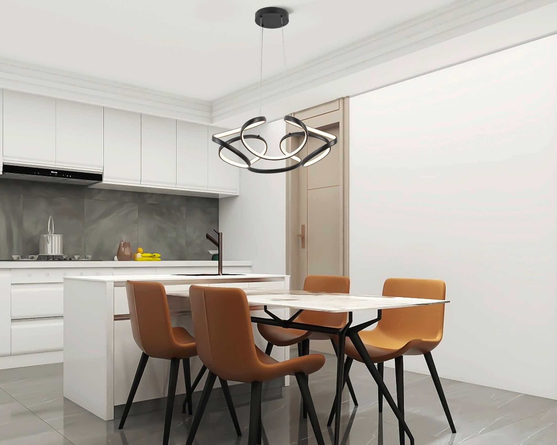 LED-HÄNGELEUCHTE Elio 60/120 cm   - Schwarz, Design, Kunststoff/Metall (60/120cm) - Novel