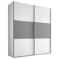 SCHWEBETÜRENSCHRANK 2-türig Hellgrau, Weiß  - Hellgrau/Alufarben, KONVENTIONELL, Holzwerkstoff/Metall (167/222/68cm) - Moderano