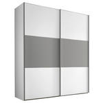 SCHWEBETÜRENSCHRANK  in Weiß, Hellgrau  - Hellgrau/Alufarben, KONVENTIONELL, Holzwerkstoff/Metall (167/222/68cm) - Moderano