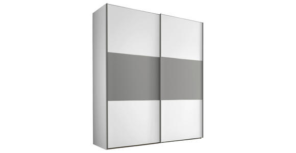 SCHWEBETÜRENSCHRANK  in Weiß, Hellgrau  - Hellgrau/Alufarben, KONVENTIONELL, Holzwerkstoff/Metall (167/222/68cm) - Moderano