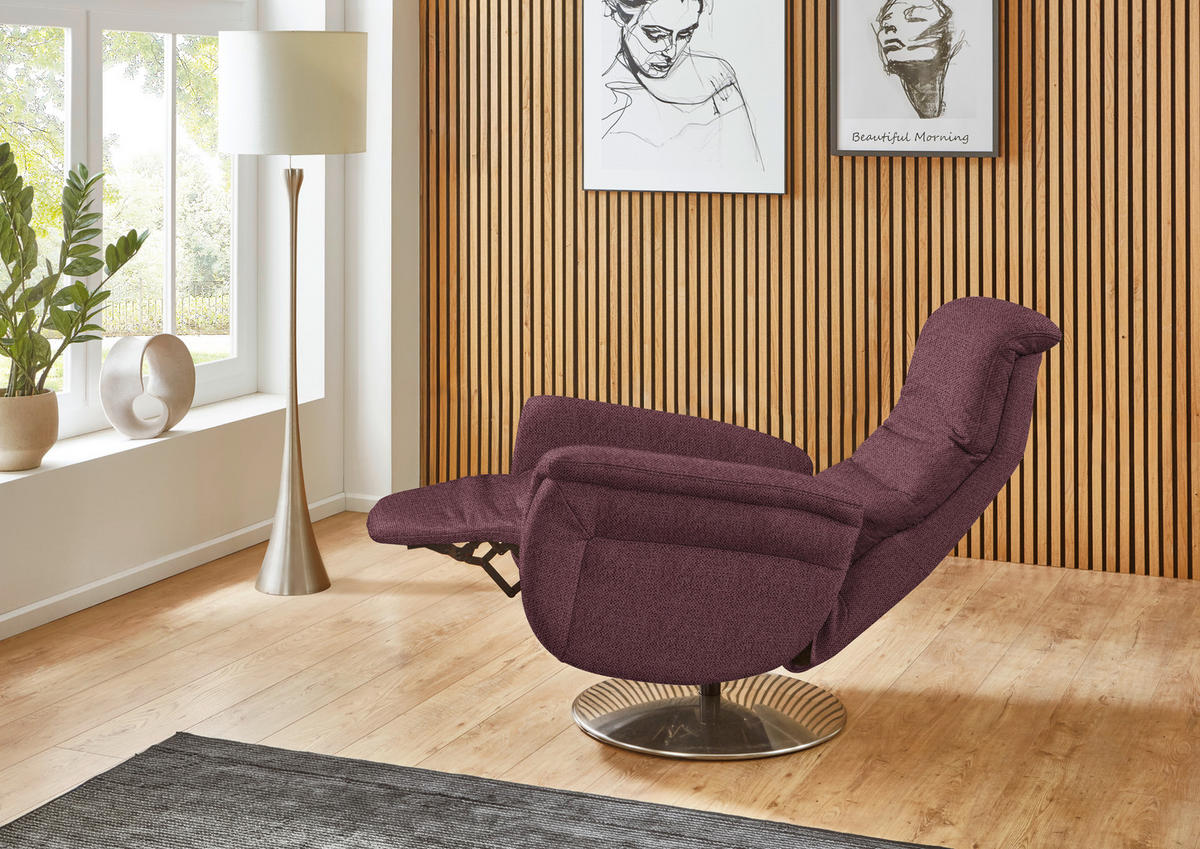 RELAXSESSEL in Textil Weinrot  - Edelstahlfarben/Weinrot, KONVENTIONELL, Textil/Metall (79/112/94cm) - Beldomo Premium