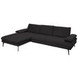 ECKSOFA in Echtleder Dunkelbraun  180/310 cm  - Dunkelbraun/Schwarz, Design, Leder/Metall (180/310cm) - Dieter Knoll