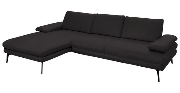 ECKSOFA in Echtleder Dunkelbraun 180/310 cm - Dunkelbraun/Schwarz, Design, Leder/Metall (180/310cm) - Dieter Knoll