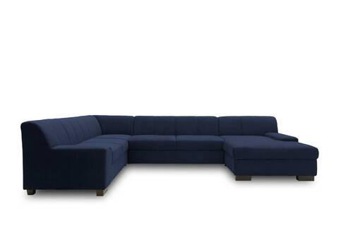 WOHNLANDSCHAFT Blau Webstoff  - Wengefarben/Blau, Design, Holz/Textil (212/328/153cm) - MID.YOU