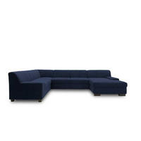 WOHNLANDSCHAFT Blau Webstoff  - Wengefarben/Blau, Design, Holz/Textil (212/328/153cm) - MID.YOU
