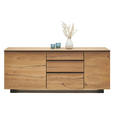 SIDEBOARD Asteiche furniert Schwarz, Eichefarben, Schieferfarben Befestigungsmaterial, Rückwand, Oberplatte, Einlegeböden  - Schieferfarben/Eichefarben, MODERN, Holz/Holzwerkstoff (176/73/40cm) - Hom`in