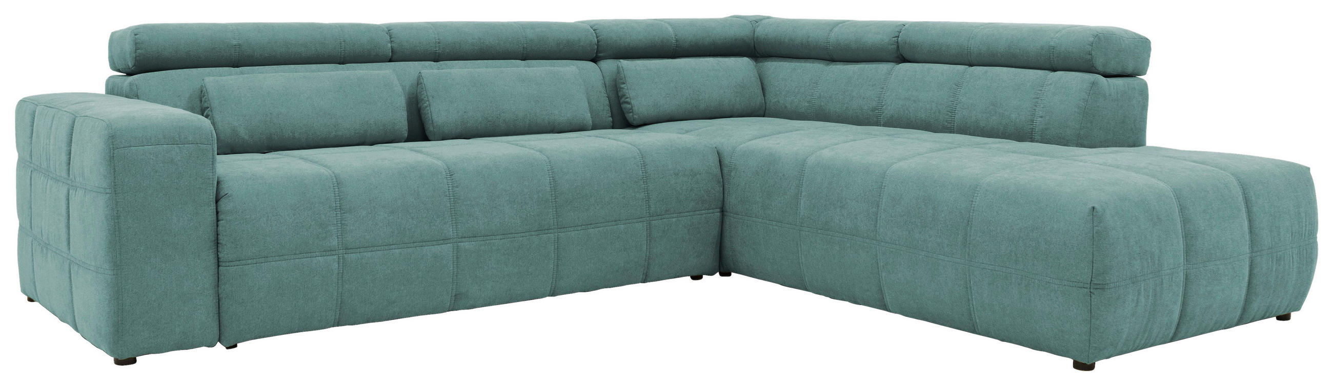ECKSOFA  in Mikrofaser Mintgrün Kopfteilverstellung  275/228 cm  - Schwarz/Mintgrün, Design, Kunststoff/Textil (275/228cm) - MID.YOU