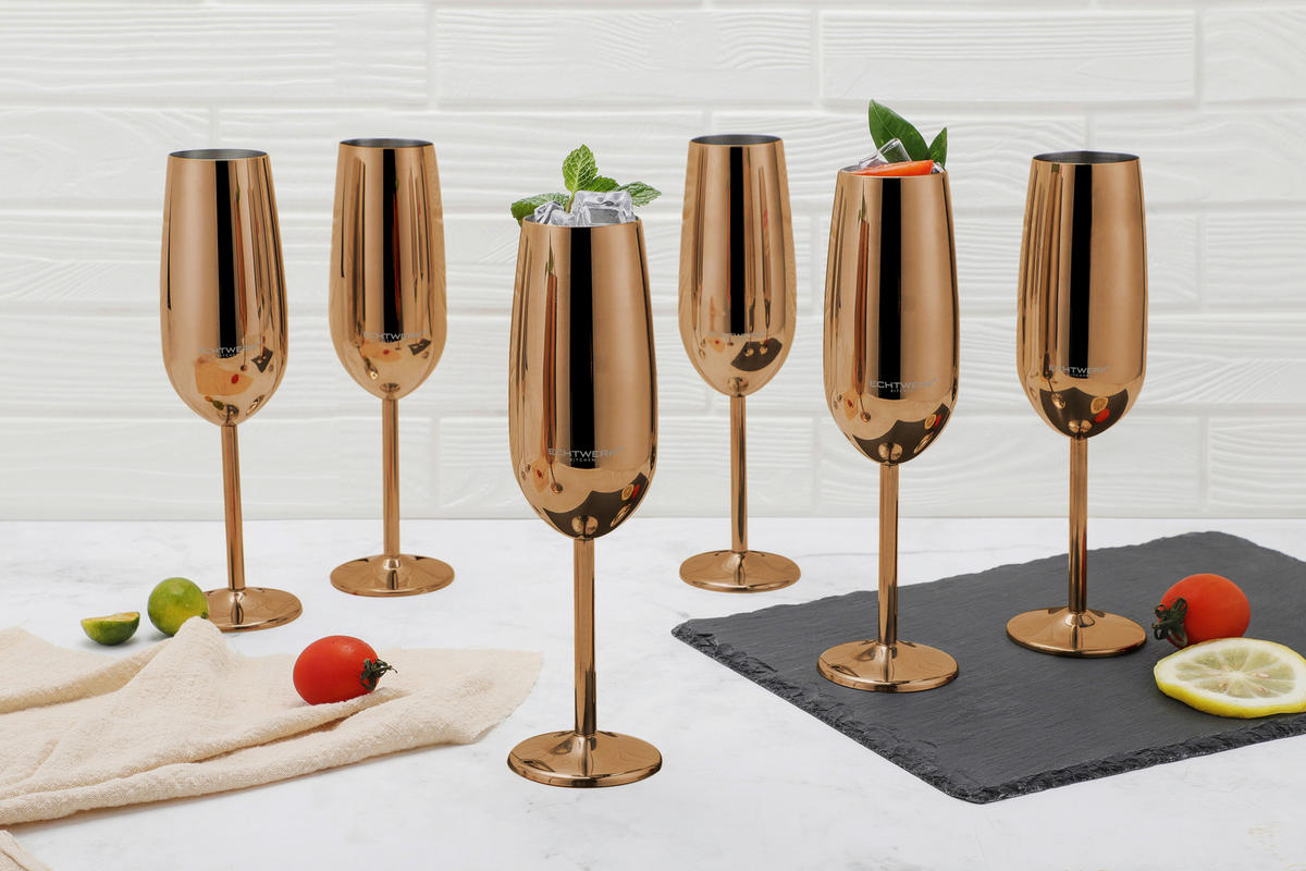 GLÄSERSET 6-teilig  - Kupferfarben, Trend, Metall (22,5cm) - Echtwerk