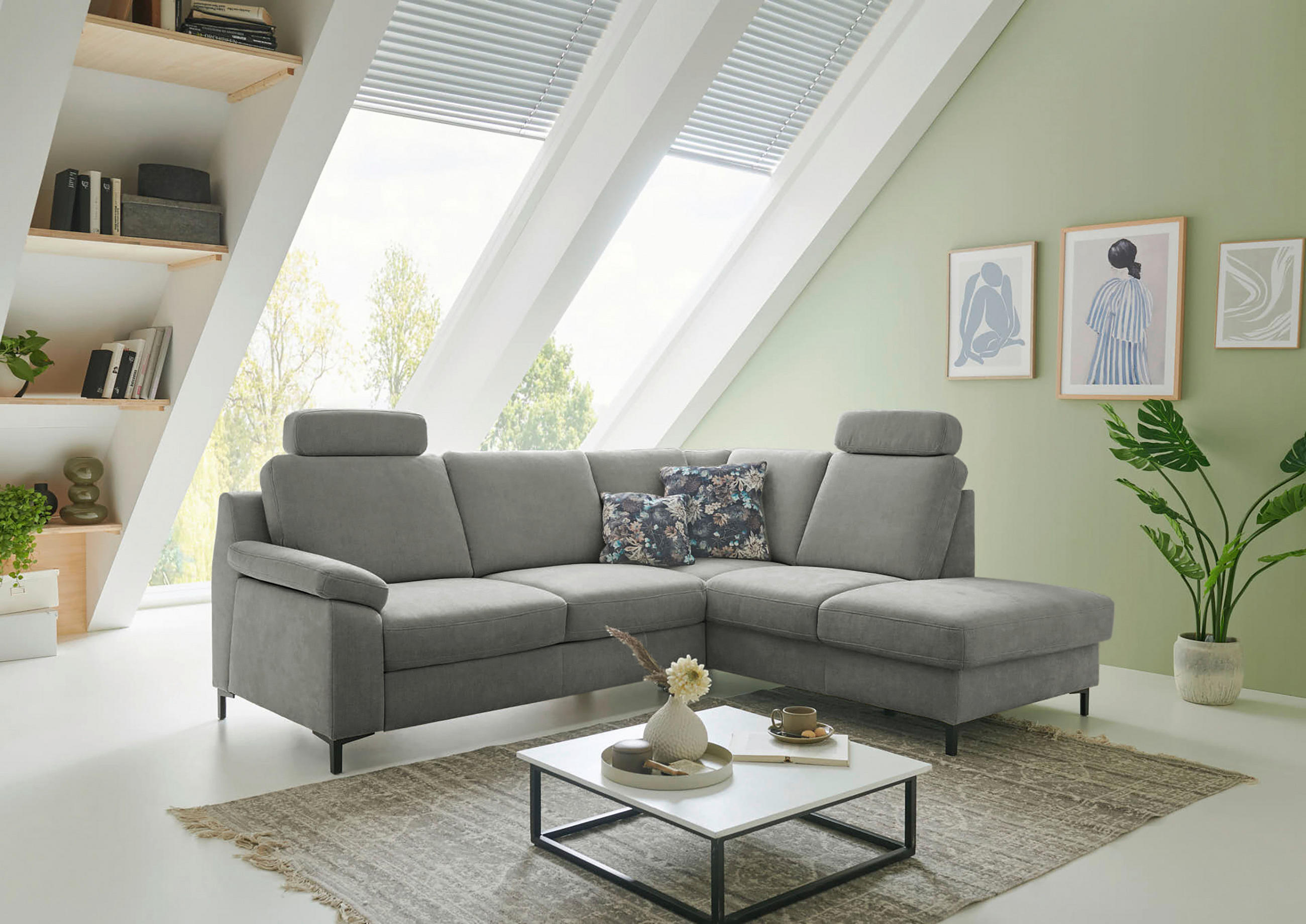 SEDEŽNA GARNITURA, šenilja, gladka tkanina bež  - črna/bež, Moderno, kovina/tekstil (241/200cm) - Beldomo System