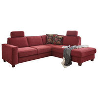 ECKSOFA in Chenille, Flachgewebe Bordeaux  - Bordeaux/Nussbaumfarben, Konventionell, Holz/Textil (236/213cm) - Sit & More