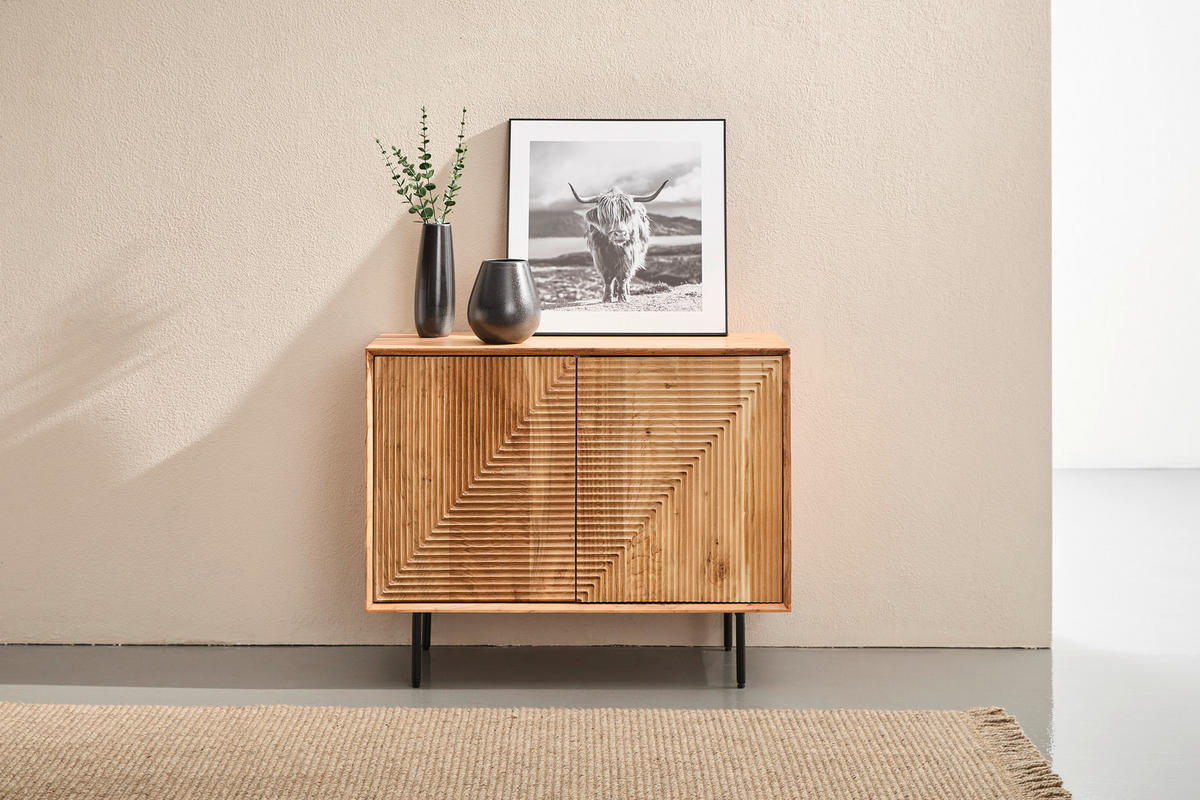 SIDEBOARD  100/71/39 cm  - Schwarz/Naturfarben, Design, Holz/Metall (100/71/39cm) - Livetastic