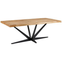 ESSTISCH 200/100/75 cm Echtholz  Holz rechteckig Schwarz, Eichefarben  - Eichefarben/Schwarz, Natur, Holz/Metall (200/100/75cm) - Linea Natura