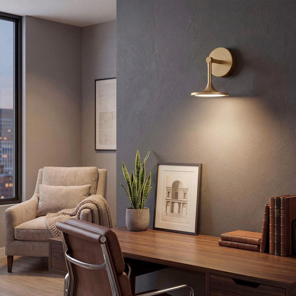 LED-WANDLEUCHTE Alora Mood 19,7/14,2/17,8 cm  - Messingfarben, Design, Kunststoff/Metall (19,7/14,2/17,8cm) - Elstead Lighting